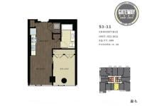 Floor plan for 1 bed, 1 bath, 644 sqft